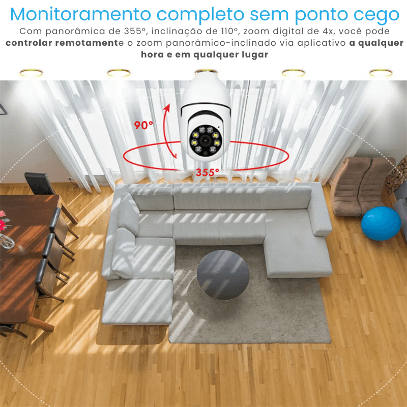 Câmera Wi-Fi Full HD 1080p Conexão Bocal de Lâmpada E27 - Conectta Web