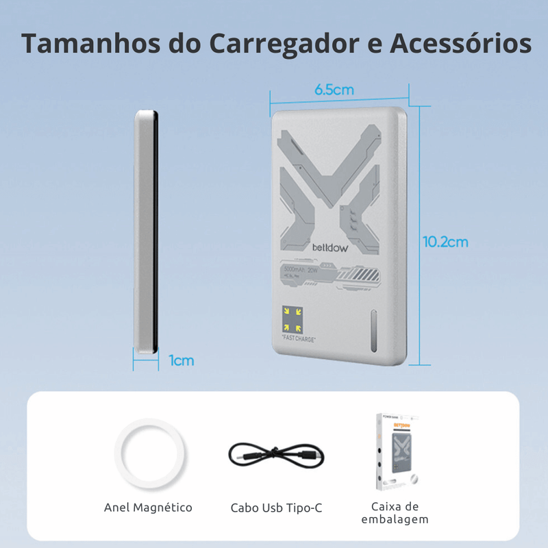 Carregador Portátil Magnético por Indução Bettdow®